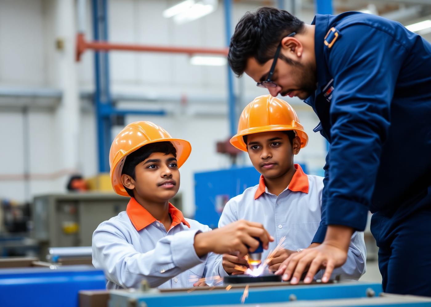 Instructor training students at Human Weld